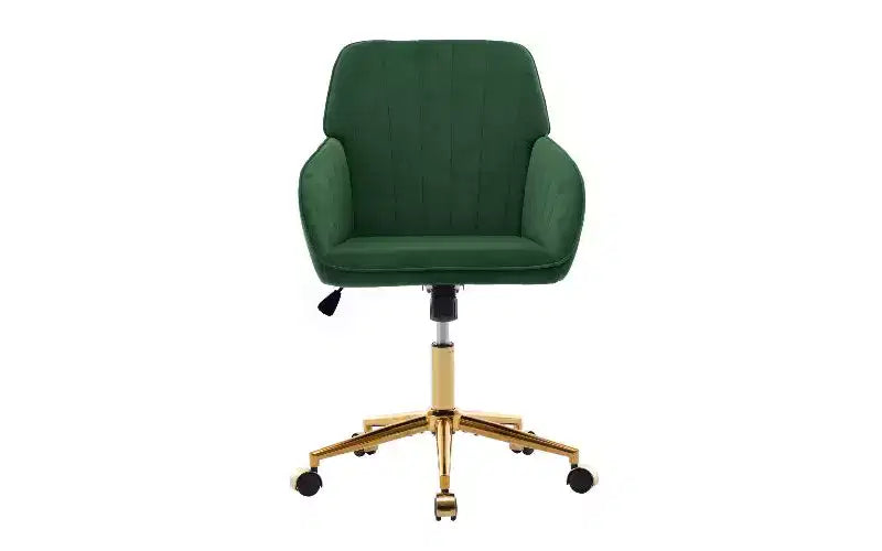 Sedia da Ufficio Ergonomica di Lusso, Sedia da Scrivania per Ufficio Domestico in Velluto con Base in Metallo Placcato Oro, Sedia Girevole Regolabile Sedia da Trucco