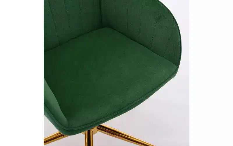 Sedia da Ufficio Ergonomica di Lusso, Sedia da Scrivania per Ufficio Domestico in Velluto con Base in Metallo Placcato Oro, Sedia Girevole Regolabile Sedia da Trucco