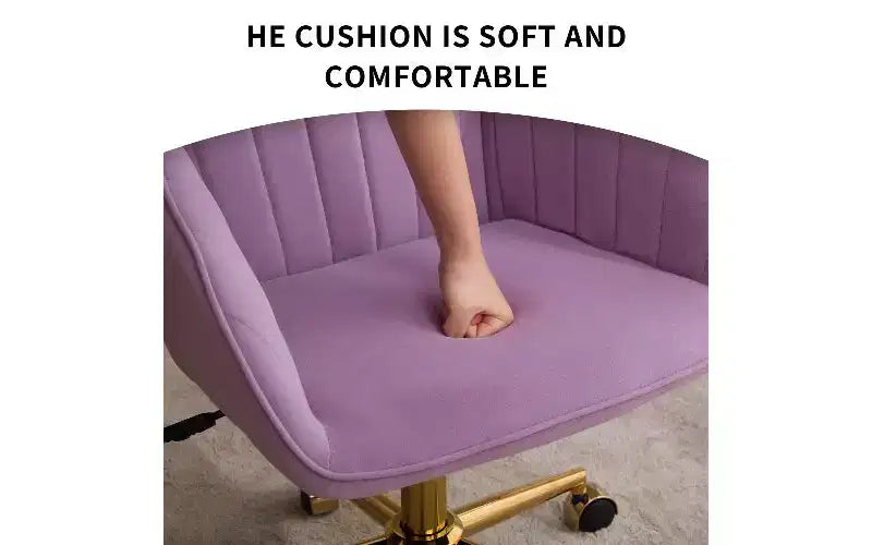 Sedia da Ufficio Ergonomica di Lusso, Sedia da Scrivania per Ufficio Domestico in Velluto con Base in Metallo Placcato Oro, Sedia Girevole Regolabile Sedia da Trucco