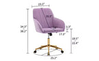Sedia da Ufficio Ergonomica di Lusso, Sedia da Scrivania per Ufficio Domestico in Velluto con Base in Metallo Placcato Oro, Sedia Girevole Regolabile Sedia da Trucco