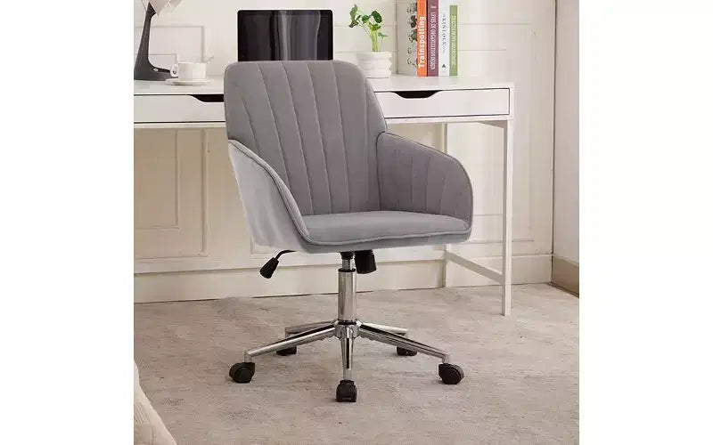 Sedia da Ufficio Ergonomica di Lusso, Sedia da Scrivania per Ufficio Domestico in Velluto con Base in Metallo Placcato Oro, Sedia Girevole Regolabile Sedia da Trucco