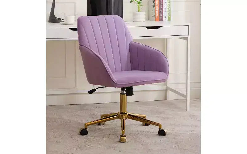 Sedia da Ufficio Ergonomica di Lusso, Sedia da Scrivania per Ufficio Domestico in Velluto con Base in Metallo Placcato Oro, Sedia Girevole Regolabile Sedia da Trucco