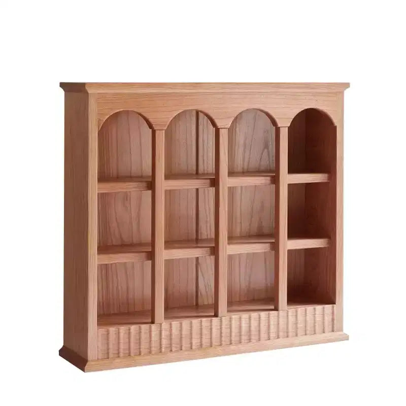Mobiletto Vintage in Legno Massello di Ciliegio con Scomparti, Organizer da Banco per Cucina con Scomparti Ad Arco per Spezie o Tazze da Tè