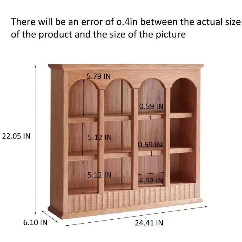 Mobiletto Vintage in Legno Massello di Ciliegio con Scomparti, Organizer da Banco per Cucina con Scomparti Ad Arco per Spezie o Tazze da Tè