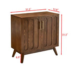 Madia portaoggetti scanalata Mid-Century Modern da 32", piccola credenza a 2 ante con gambe in legno massello e maniglie dorate