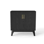 Madia portaoggetti scanalata Mid-Century Modern da 32", piccola credenza a 2 ante con gambe in legno massello e maniglie dorate