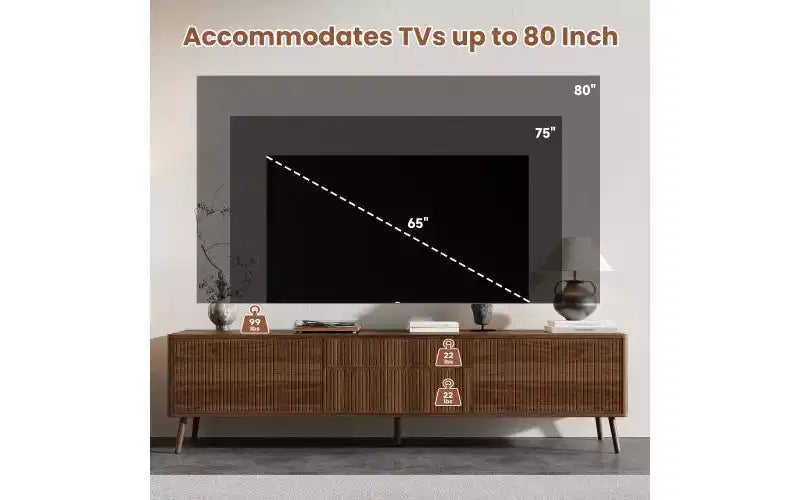 Mobile TV moderno da incasso da 70 pollici con cassetti, adatto per TV sotto gli 80 pollici, ideale per soggiorni