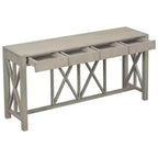 Consolle in Legno di Acacia da 60" con 4 Cassetti, Tavolo da Ingresso in Stile Rustico con Design a Gambe a X, Tavolo Sottile da Divano per Soggiorno, Cucina, Corridoio