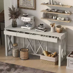 Consolle in Legno di Acacia da 60" con 4 Cassetti, Tavolo da Ingresso in Stile Rustico con Design a Gambe a X, Tavolo Sottile da Divano per Soggiorno, Cucina, Corridoio