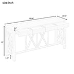 Consolle in Legno di Acacia da 60" con 4 Cassetti, Tavolo da Ingresso in Stile Rustico con Design a Gambe a X, Tavolo Sottile da Divano per Soggiorno, Cucina, Corridoio