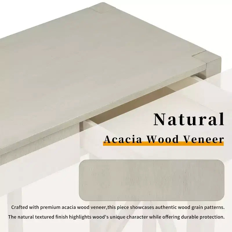 Consolle in Legno di Acacia da 60" con 4 Cassetti, Tavolo da Ingresso in Stile Rustico con Design a Gambe a X, Tavolo Sottile da Divano per Soggiorno, Cucina, Corridoio