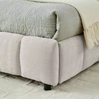 Letto imbottito king size con testiera, struttura solida con cassetti, per camera da letto, beige