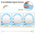 Toeletta ad Angolo per Bambini con Luci, 3 Ripiani Contenitori, 5 Scomparti Aperti, Accessori Rosa/Blu + Bianco