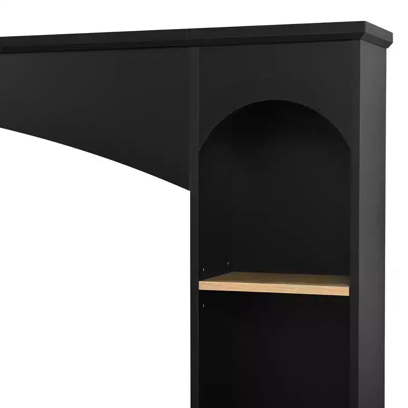 Mobile TV 91 Media Console, Unità a Parete Arcuata per Centro Intrattenimento, Mobile TV Stile Rustico con Libreria, Effetto Legno per TV fino a 70 Pollici