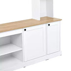 Mobile TV 91 Media Console, Unità a Parete Arcuata per Centro Intrattenimento, Mobile TV Stile Rustico con Libreria, Effetto Legno per TV fino a 70 Pollici