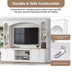 Mobile TV 91 Media Console, Unità a Parete Arcuata per Centro Intrattenimento, Mobile TV Stile Rustico con Libreria, Effetto Legno per TV fino a 70 Pollici