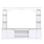 Mobile TV 91 Media Console, Unità a Parete Arcuata per Centro Intrattenimento, Mobile TV Stile Rustico con Libreria, Effetto Legno per TV fino a 70 Pollici