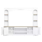 Mobile TV 91 Media Console, Unità a Parete Arcuata per Centro Intrattenimento, Mobile TV Stile Rustico con Libreria, Effetto Legno per TV fino a 70 Pollici