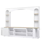 Mobile TV 91 Media Console, Unità a Parete Arcuata per Centro Intrattenimento, Mobile TV Stile Rustico con Libreria, Effetto Legno per TV fino a 70 Pollici