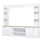 Mobile TV 91 Media Console, Unità a Parete Arcuata per Centro Intrattenimento, Mobile TV Stile Rustico con Libreria, Effetto Legno per TV fino a 70 Pollici