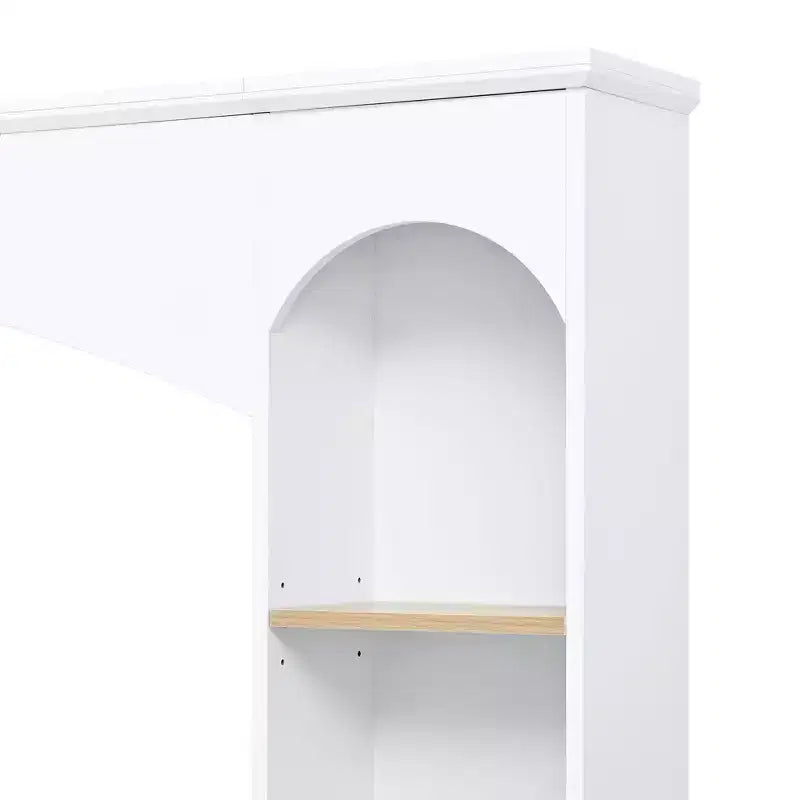 Mobile TV 91 Media Console, Unità a Parete Arcuata per Centro Intrattenimento, Mobile TV Stile Rustico con Libreria, Effetto Legno per TV fino a 70 Pollici