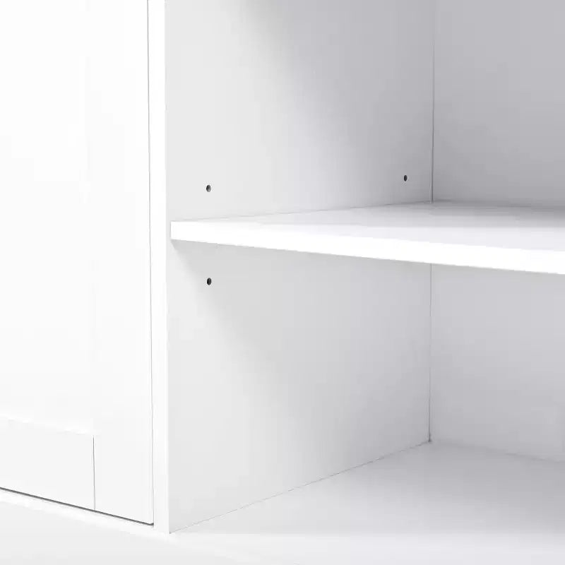 Mobile TV 91 Media Console, Unità a Parete Arcuata per Centro Intrattenimento, Mobile TV Stile Rustico con Libreria, Effetto Legno per TV fino a 70 Pollici