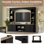 Mobile TV 91 Media Console, Unità a Parete Arcuata per Centro Intrattenimento, Mobile TV Stile Rustico con Libreria, Effetto Legno per TV fino a 70 Pollici