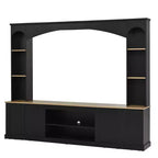 Mobile TV 91 Media Console, Unità a Parete Arcuata per Centro Intrattenimento, Mobile TV Stile Rustico con Libreria, Effetto Legno per TV fino a 70 Pollici