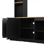 Mobile TV 91 Media Console, Unità a Parete Arcuata per Centro Intrattenimento, Mobile TV Stile Rustico con Libreria, Effetto Legno per TV fino a 70 Pollici