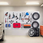 Pannelli a doghe Slatwall, 2,4 x 1,2 m, Slatwall in PVC per garage con accessori, Pannello Slatwall bianco facile da installare e regolabile, Bianco