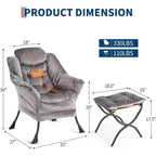 Poltrona Relax con Poggiapiedi, Moderna Poltrona Accent da Salotto per Lettura con Tasca Laterale per Soggiorno Camera da Letto Dormitorio Ufficio