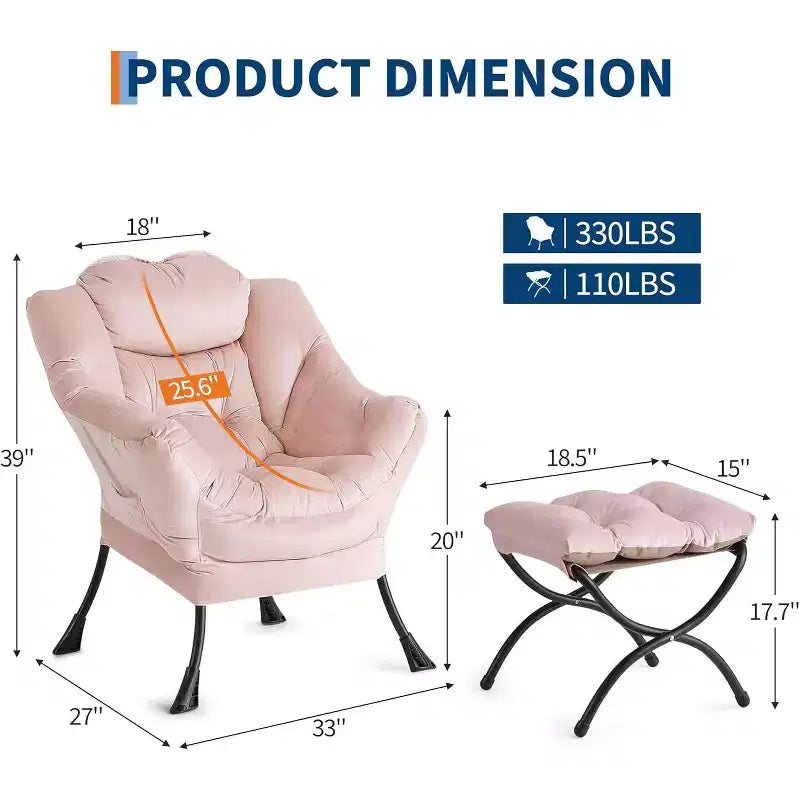 Poltrona Relax con Poggiapiedi, Moderna Poltrona Accent da Salotto per Lettura con Tasca Laterale per Soggiorno Camera da Letto Dormitorio Ufficio