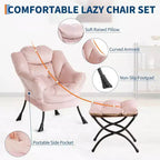Poltrona Relax con Poggiapiedi, Moderna Poltrona Accent da Salotto per Lettura con Tasca Laterale per Soggiorno Camera da Letto Dormitorio Ufficio