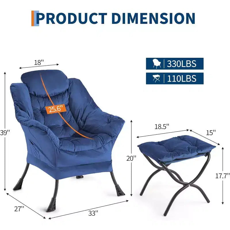 Poltrona Relax con Poggiapiedi, Moderna Poltrona Accent da Salotto per Lettura con Tasca Laterale per Soggiorno Camera da Letto Dormitorio Ufficio