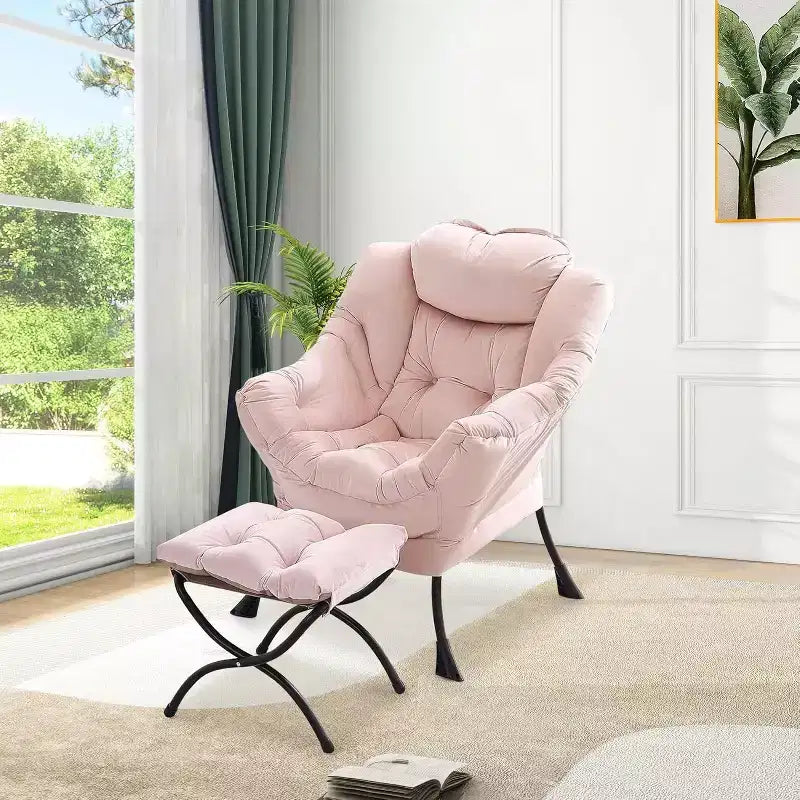 Poltrona Relax con Poggiapiedi, Moderna Poltrona Accent da Salotto per Lettura con Tasca Laterale per Soggiorno Camera da Letto Dormitorio Ufficio