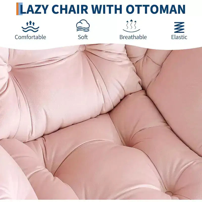 Poltrona Relax con Poggiapiedi, Moderna Poltrona Accent da Salotto per Lettura con Tasca Laterale per Soggiorno Camera da Letto Dormitorio Ufficio