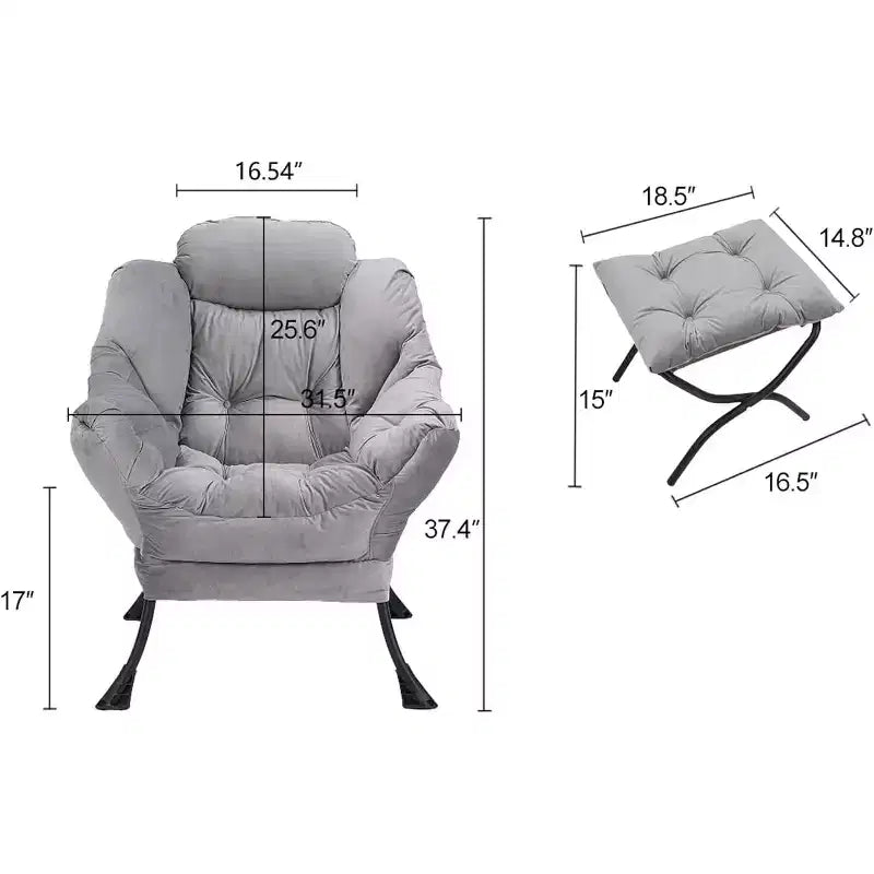 Poltrona Relax con Poggiapiedi, Moderna Poltrona Accent da Salotto per Lettura con Tasca Laterale per Soggiorno Camera da Letto Dormitorio Ufficio