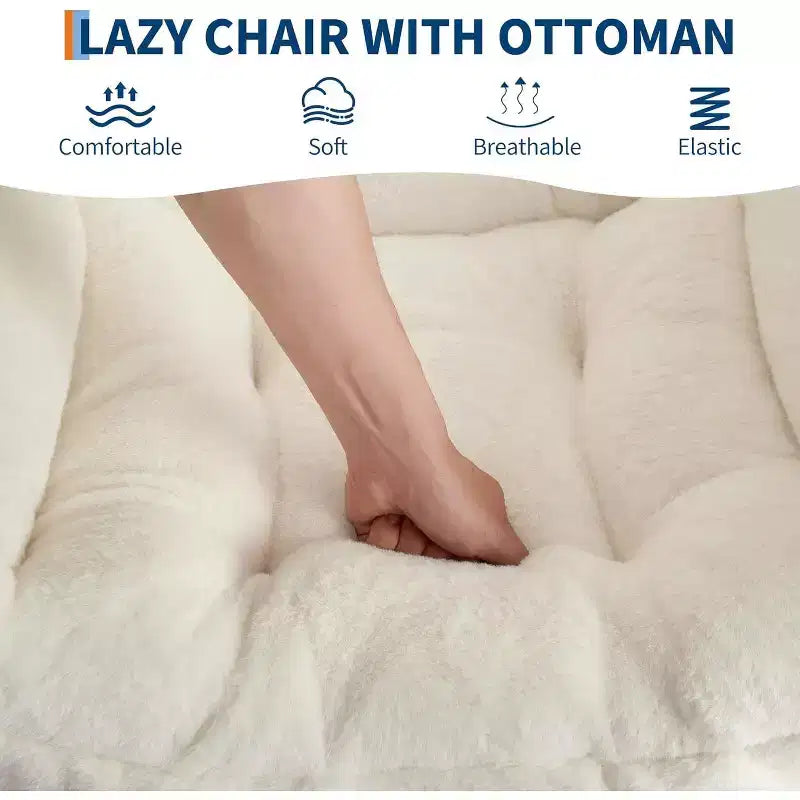 Poltrona Relax con Poggiapiedi, Moderna Poltrona Accent da Salotto per Lettura con Tasca Laterale per Soggiorno Camera da Letto Dormitorio Ufficio