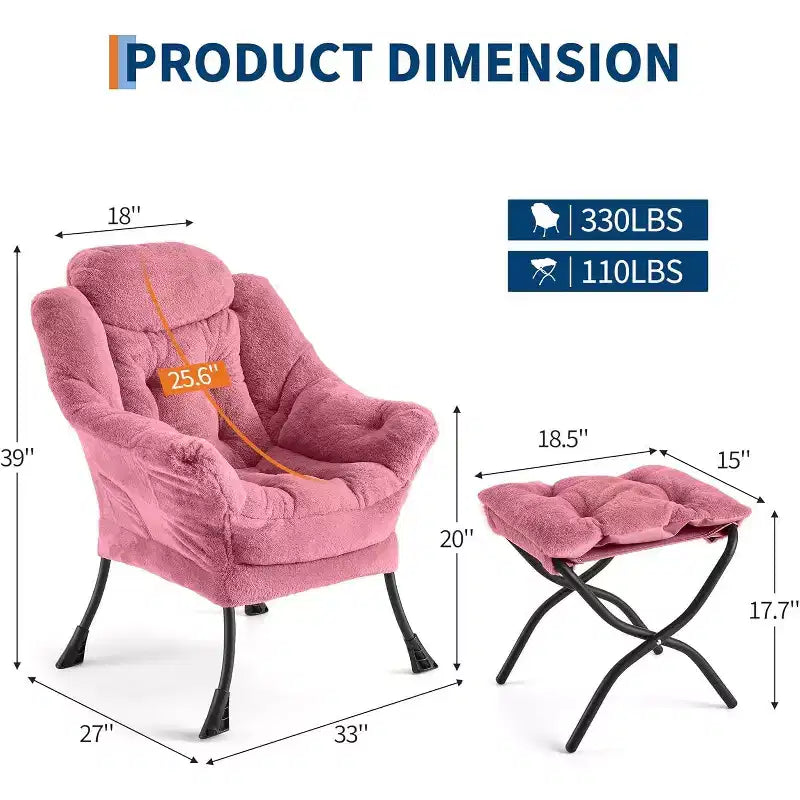 Poltrona Relax con Poggiapiedi, Moderna Poltrona Accent da Salotto per Lettura con Tasca Laterale per Soggiorno Camera da Letto Dormitorio Ufficio