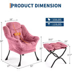 Poltrona Relax con Poggiapiedi, Moderna Poltrona Accent da Salotto per Lettura con Tasca Laterale per Soggiorno Camera da Letto Dormitorio Ufficio