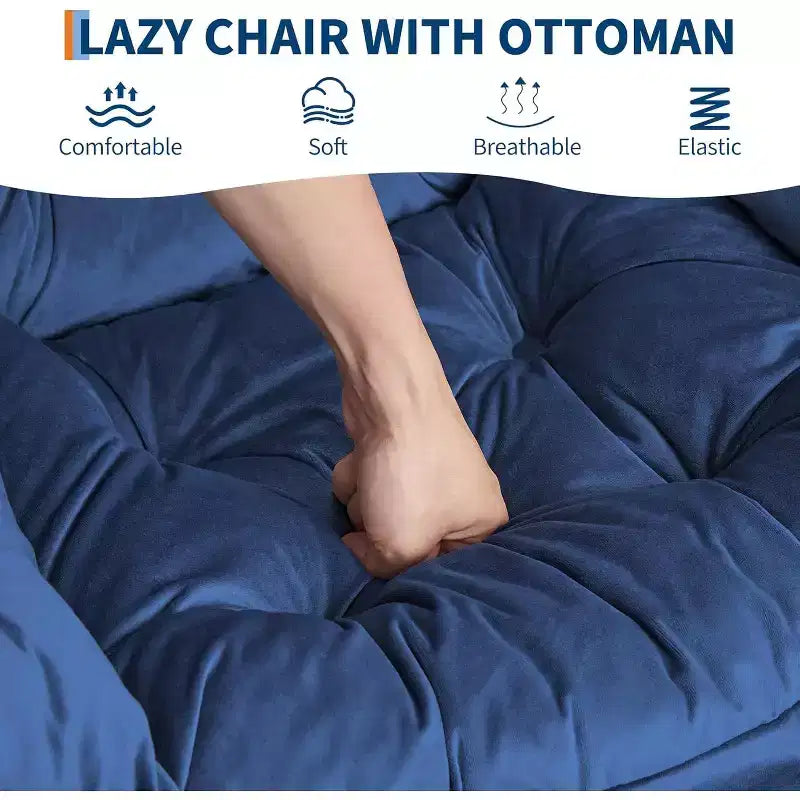 Poltrona Relax con Poggiapiedi, Moderna Poltrona Accent da Salotto per Lettura con Tasca Laterale per Soggiorno Camera da Letto Dormitorio Ufficio
