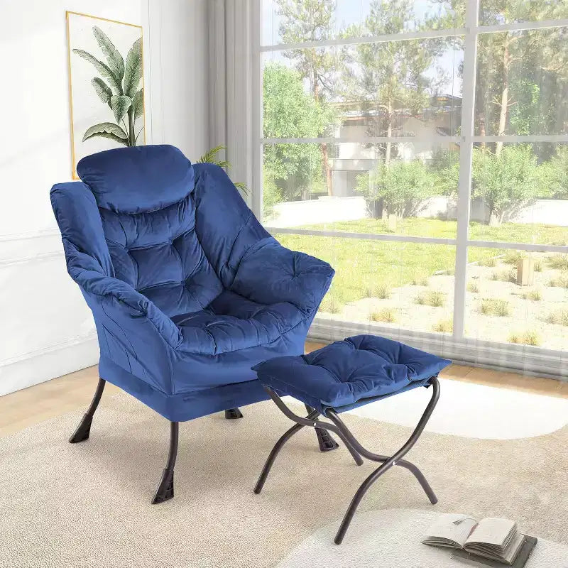 Poltrona Relax con Poggiapiedi, Moderna Poltrona Accent da Salotto per Lettura con Tasca Laterale per Soggiorno Camera da Letto Dormitorio Ufficio