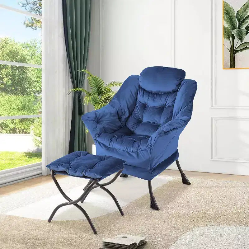 Poltrona Relax con Poggiapiedi, Moderna Poltrona Accent da Salotto per Lettura con Tasca Laterale per Soggiorno Camera da Letto Dormitorio Ufficio