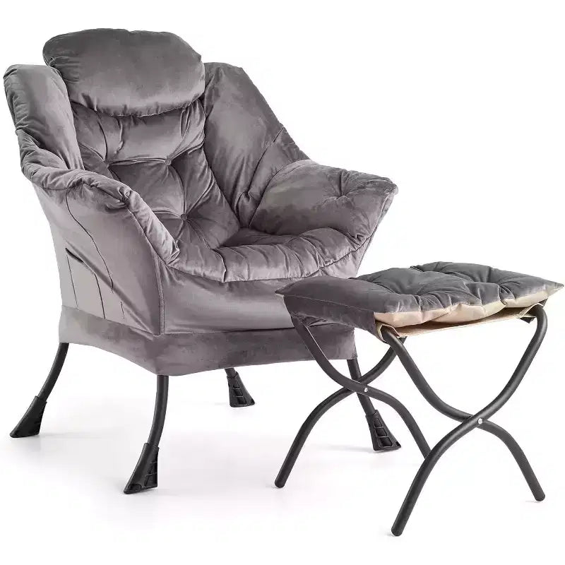Poltrona Relax con Poggiapiedi, Moderna Poltrona Accent da Salotto per Lettura con Tasca Laterale per Soggiorno Camera da Letto Dormitorio Ufficio