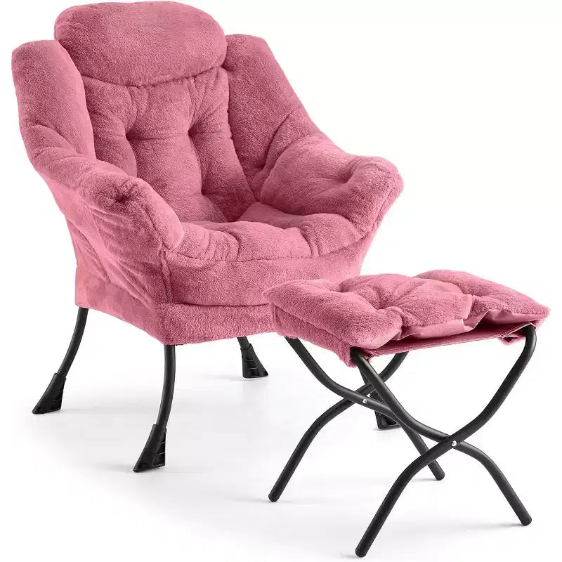 Poltrona Relax con Poggiapiedi, Moderna Poltrona Accent da Salotto per Lettura con Tasca Laterale per Soggiorno Camera da Letto Dormitorio Ufficio