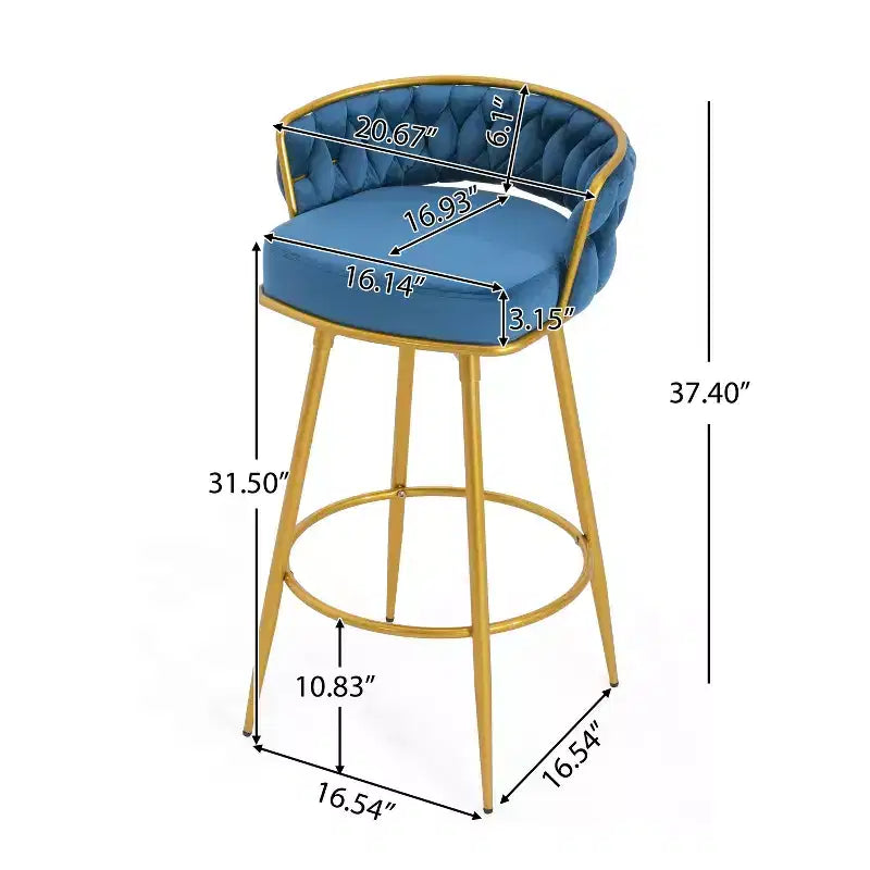 Sgabelli da bar girevoli da 80 cm, sgabelli da bar di lusso con base in metallo dorato e schienale intrecciato a mano, capacità 130 kg