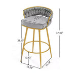 Sgabelli da bar girevoli da 80 cm, sgabelli da bar di lusso con base in metallo dorato e schienale intrecciato a mano, capacità 130 kg