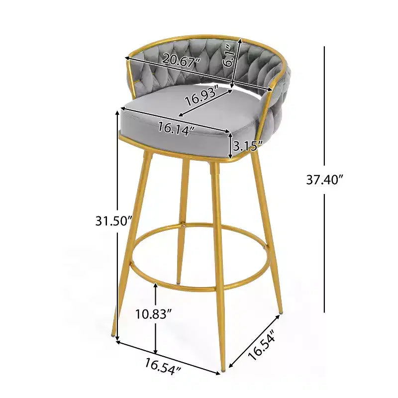 Sgabelli da bar girevoli da 80 cm, sgabelli da bar di lusso con base in metallo dorato e schienale intrecciato a mano, capacità 130 kg