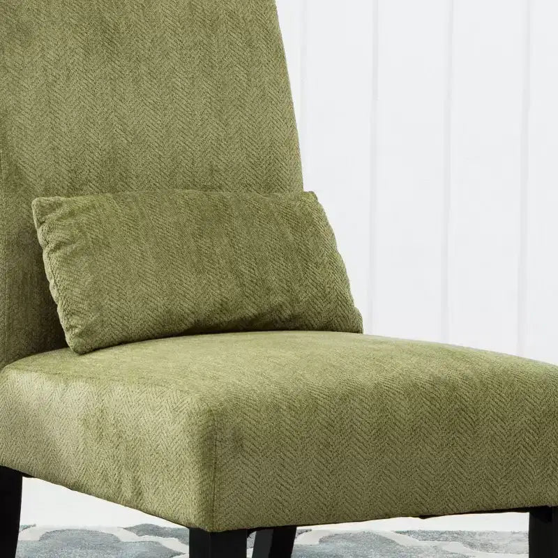 Poltrona moderna in tessuto ciniglia senza braccioli con cuscino, gambe in legno massello, sedia profonda per soggiorno, camera da letto o ufficio