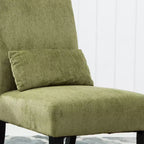 Poltrona moderna in tessuto ciniglia senza braccioli con cuscino, gambe in legno massello, sedia profonda per soggiorno, camera da letto o ufficio